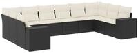 vidaXL Gartenlounge-Set 10-tlg. Garten-Sofagarnitur mit Kissen Schwarz Poly Rattan
