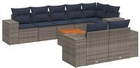 vidaXL Gartenlounge-Set 9-teiliges Gartensofa-Set mit Kissen, grau, Polyrattan,