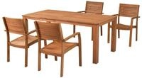 MERXX Garten-Essgruppe Batavia, (5tlg. Set, 5tlg. Set), 4 Stapelsessel, 1 Tisch...