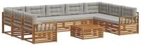 vidaXL Gartenlounge-Set Outdoor-Sofagarnitur mit Kissen 10 pcs Nat&uuml;rlich und
