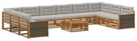 vidaXL Gartenlounge-Set Sofagarnituren mit Kissen 11 pcs Massivholz, (11-tlg)