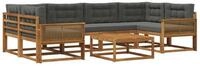 vidaXL Gartenlounge-Set Outdoor-Sofagarnitur 7 pcs Natur und Anthrazit, (7-tlg)