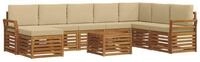 vidaXL Gartenlounge-Set Outdoor-Sofagarnitur 9 pcs Natur und Beige Massivholz,