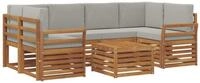 vidaXL Gartenlounge-Set Outdoor-Sofagarnitur mit Kissen 7 pcs Nat&uuml;rlich und
