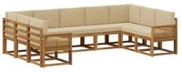 vidaXL Gartenlounge-Set Outdoor-Sofagarnitur 9 pcs Natur und Beige Massivholz,