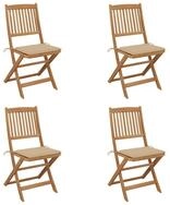 vidaXL Gartenstuhl Klappbare Gartenst&uuml;hle 4 Stk. mit Kissen Massivholz (4 St)