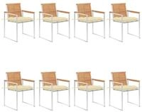 vidaXL Gartenstuhl Gartenst&uuml;hle 8 Stk. mit Kissen Massivholz (8 St)