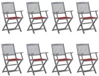 vidaXL Gartenstuhl Klappbare Gartenst&uuml;hle 8 Stk. mit Kissen Massivholz (8 St)