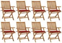 vidaXL Gartenstuhl Klappbare Gartenst&uuml;hle mit Kissen 8 Stk. Massivholz (8 St)
