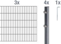 Alberts Doppelstabmattenzaun Grundset, (Set), H&ouml;he: 80-200 cm, Gesamtl&auml;nge:...
