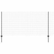 vidaXL Gartenzaun Euro-Zaun mit Pfosten 25 x 1,2 m PVC-beschichteter Stahl Grau,