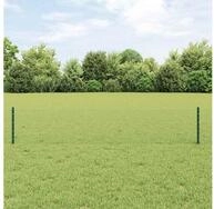vidaXL Zaun, Zaun mit Pfosten Gr&uuml;n 0,4 x 10 m Stahl und PVC