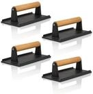 BBQ-Toro Burgerpresse 4er Set Fleischbeschwerer, Gusseisen, 1 kg Grillgewicht...