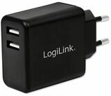 LogiLink LOGILINK USB-Lader PA0210, 2-fach, 2,4 A, schwarz USB-Ladeger&auml;t