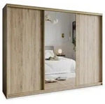 Masseno Schwebet&uuml;renschrank TAVI 250 cm Kleiderschrank mit Spiegel 3 T&uuml;ren Eiche