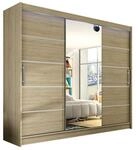 MIRJAN24 Kleiderschrank Aston VI (mit Schiebet&uuml;ren und Spiegel) 250x215x58 cm,