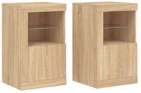 vidaXL Sideboard 2 St65533ck Beistellschr&auml;nke mit LED Leuchten 2 Stk Sonoma Eiche