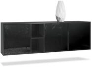 Vladon Sideboard Cuba (Kommode, mit 3 T&uuml;ren und 2 offene F&auml;cher), Schwarz