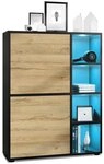 Vladon Highboard Cuba (Anrichte mit 2 T&uuml;ren, und 4 offene F&auml;cher inkl. RGB LED