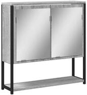 vidaXL Badezimmerspiegelschrank Bad-Spiegelschrank Grau Sonoma 60x16x60 cm