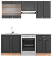 Vicco K&uuml;chenzeile Fame-Line, Anthrazit Landhaus/Goldkraft Eiche, 200 cm, AP