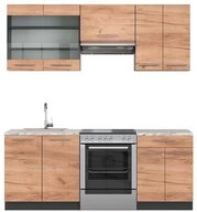 Vicco K&uuml;chenzeile Fame-Line, Goldkraft Eiche/Anthrazit, 200 cm, AP Marmor