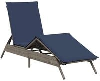 vidaXL Gartenliege Sonnenliege mit Kissen Grau Poly Rattan, 1 St.
