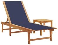 vidaXL Gartenliege Sonnenliege mit Tisch Blau Massivholz und Textilene, 1 St.