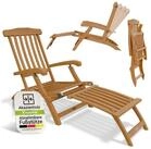 Juskys Gartenliege Evia, 1 St., Robustes Akazienholz, Klappbar, 4-fach...