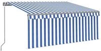vidaXL Markise Sonnenschutz Manuell Einziehbar mit Rollo 3x2,5 m Blau und Wei&szlig;