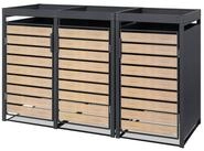 Zelsius M&uuml;lltonnenbox 3er mit Pflanzdach f&uuml;r 3 Tonnen, 120 - 240 Liter, T&uuml;r...