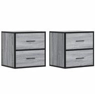 vidaXL Nachttisch NA Wand-Nachttische2er Set Grau Sonoma 40x31x39,5 cm