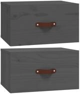 vidaXL Nachttisch NA Wand-Nachttische2er Set Grau 40x29,5x22 cm