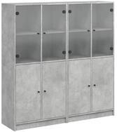 vidaXL Sideboard B&uuml;cherschrank mit T&uuml;ren Betongrau 136x37x142 cm Holzwerkstoff