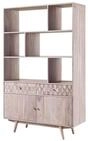 Massivmoebel24 B&uuml;cherregal MOSAYK, 1-tlg., Regal Akazie 115x42x185 wei&szlig;...