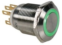 Velleman Sicherungsger&auml;t DRUCKTASTER - EDELSTAHL - SPDT 1NO 1NC - GR&Uuml;NE