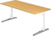 HAMMERBACHER Schreibtisch Schreibtisch C-Fu&szlig; 180x80cm Buche/Wei&szlig;-Alu poliert
