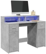vidaXL Schreibtisch, LED-Schreibtisch Betongrau 120x55x91 cm Holzwerkstoff