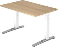 HAMMERBACHER Schreibtisch Schreibtisch C-Fu&szlig; 120x80cm Eiche/Wei&szlig;-Alu poliert