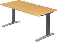 HAMMERBACHER Schreibtisch Schreibtisch C-Fu&szlig; 160x80cm Buche/Graphit-Alu poliert