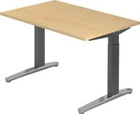 HAMMERBACHER Schreibtisch Schreibtisch C-Fu&szlig; 120x80cm Ahorn/Graphit-Alu poliert