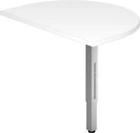 HAMMERBACHER Schreibtisch Anbautisch mit Fu&szlig; eckig 60x80cm Wei&szlig;/Silber