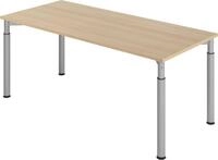 HAMMERBACHER Schreibtisch Schreibtisch 180x80cm Eiche/Silber