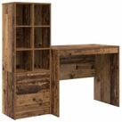 vidaXL Schreibtisch Schreibtisch mit Schubladen mit Regal 2 pcs Altholz (2-St)