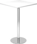 HAMMERBACHER Empfangstheke Stehtisch 80x80cm wei&szlig;/chrom