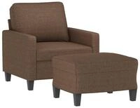 vidaXL Sofa Sessel mit Hocker Braun 60 cm Stoff