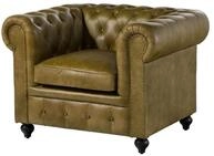 Massivmoebel24 Sessel CHESTERFIELD (Sessel Echtleder 105x82x75 gr&uuml;n...