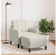 vidaXL Sofa, Sessel mit Hocker Creme 60 cm Samt