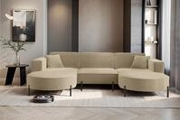 Fun M&ouml;bel Wohnlandschaft Sofa U-Form VALENCIA in Stoff, F&uuml;r Saugroboter geeignet