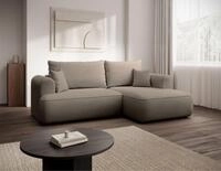 Selsey Ecksofa OVO MINI, Schlaffunktion 124x190 cm, Bettkasten, 2 Zierkissen